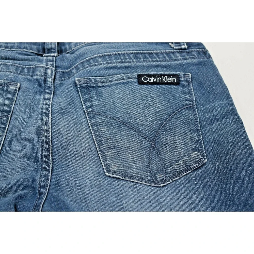 CALVIN KLEIN Women's Bermuda Blue Jean Shorts Denim Size 27/4 Small Stretch